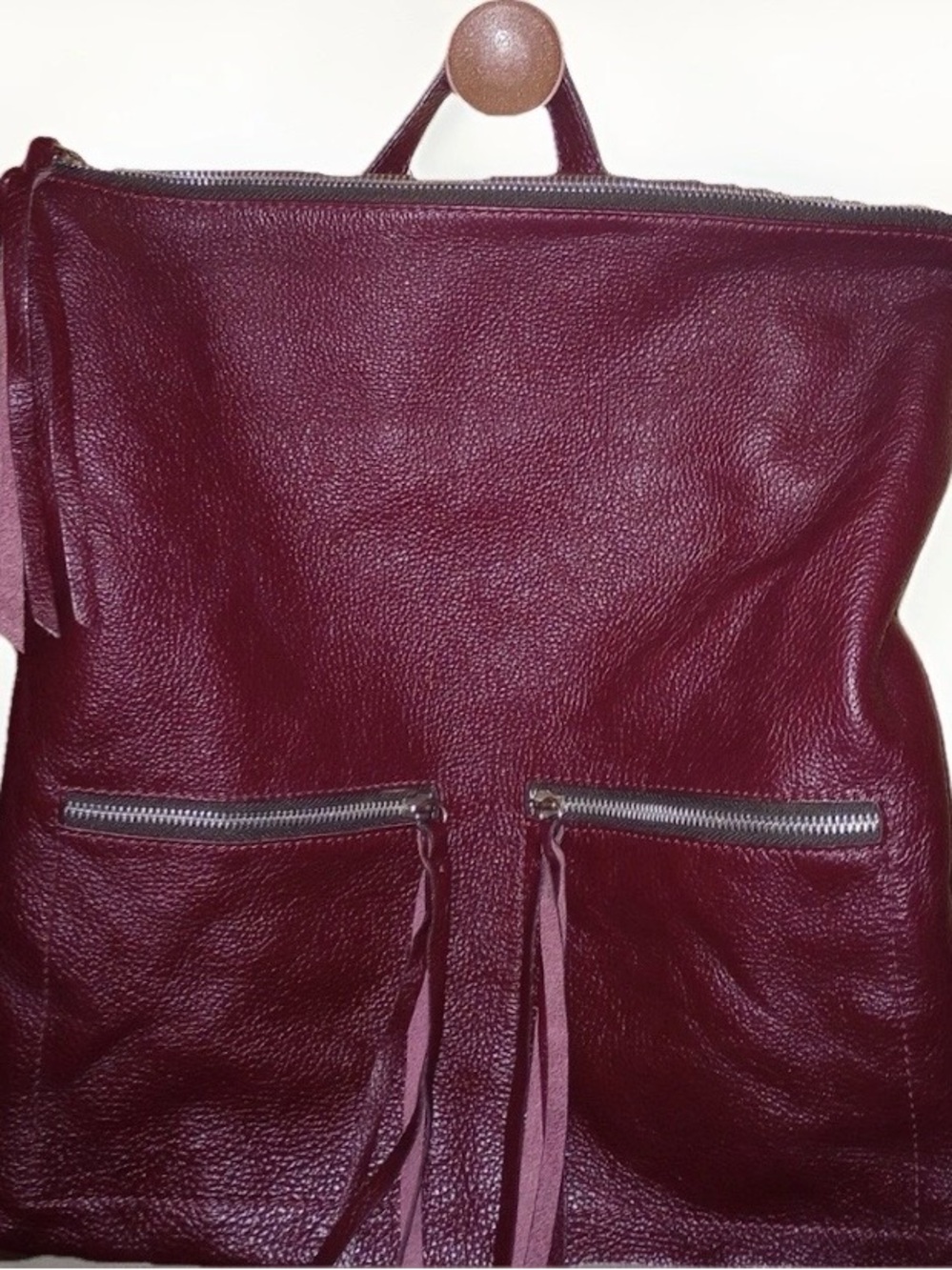 Women's Burgundy Leather Backpack Tote by Gianni Chiarini. The perfect NEUTRAL.